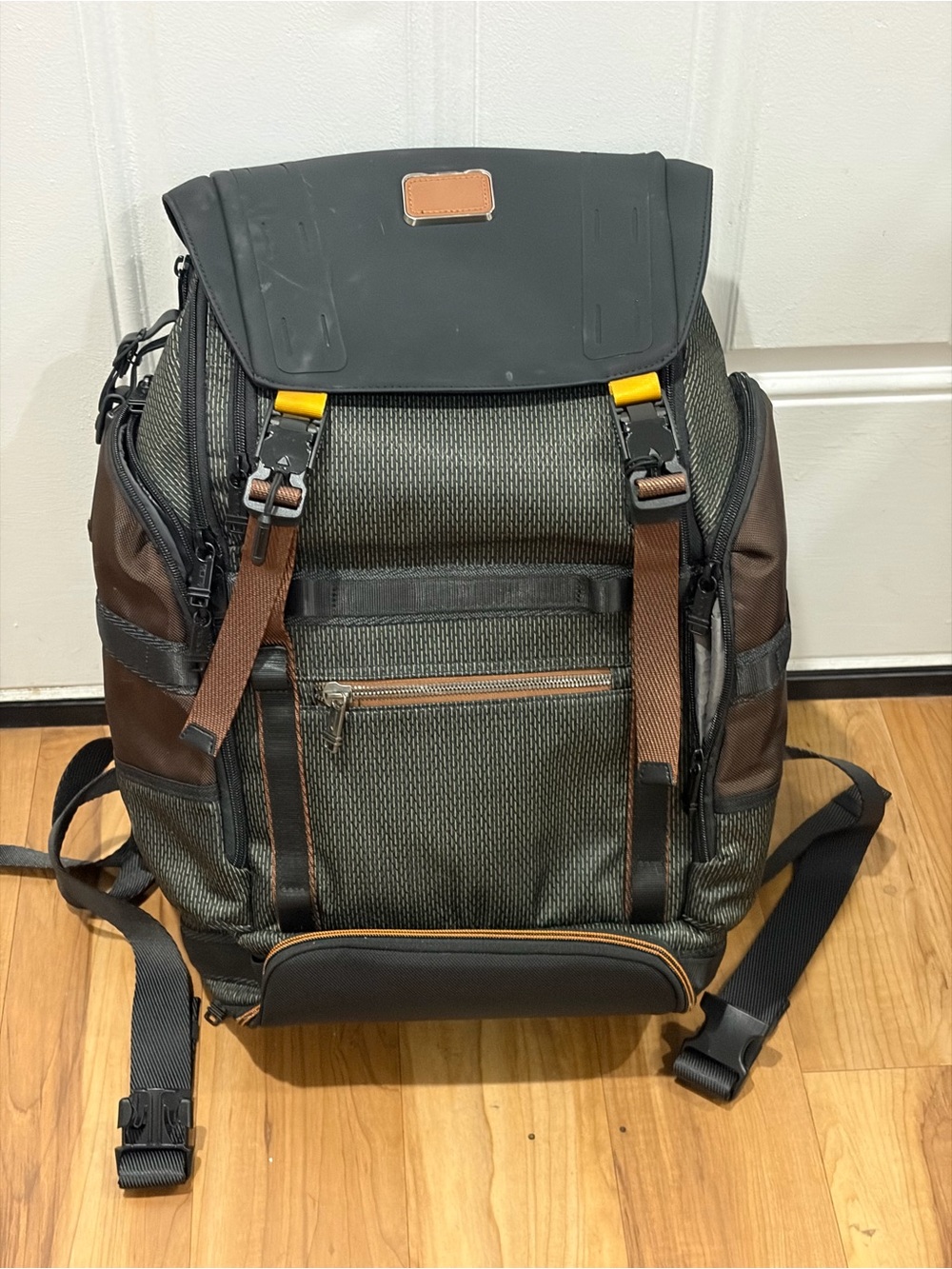 Tumi Alpha Bravo Expedition Olive Green and Brown Backpack